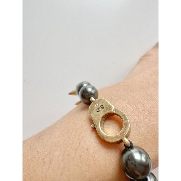 STELLA & DOT Renegade Blue Grey Beaded Rhinestone Pave Studded Stretch Bracelet - Picture 5 of 8